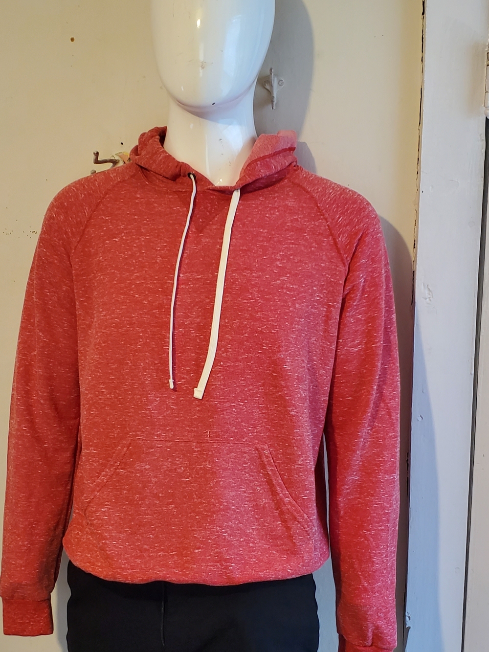 Men's Red Hooded Sweatshirt - Casual Pullover Size M